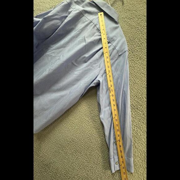 Calvin Klein Shirt Mens 17 1/2 Blue Slim Button Up Striped Long Sleeve Cotton - Picture 11 of 12